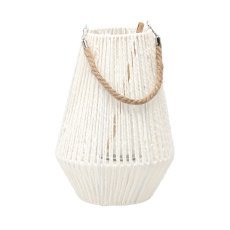 Lanterna h-35 cm bela s steklenim vložkom *6659