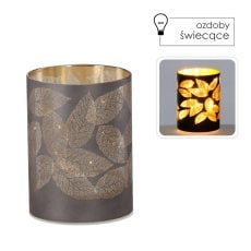 STEKLENI LANTERN LIST SIVI LED 9 x 9 x 12 CM pak=4kos *2311