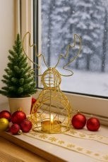 KOVINSKI SVEČNIK ZA ČAJNO SVEČKO ZLAT – JELEN 21 CM pak=6kos *1399