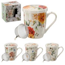 Porcelanasta skodelica s cedilom in pokrovom 340 ml - LIL1872