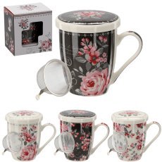 Porcelanasta skodelica s cedilom in pokrovko 340 ml - LIL1889
