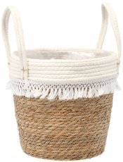 Pletena košara iz morske trave z resicami - LIS9203