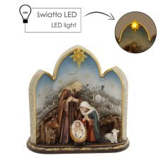 FIGURICA BOŽIČNA - SVETA DRUŽINA V JASLICAH Z LED ZVEZDO 21 x 10 x 21 CM *6867
