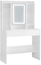 Kozmetična toaletna miza z led ogledalom in polico za nakit - bela - PHO2282