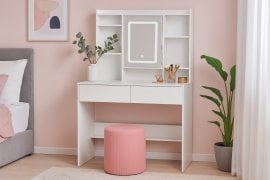 Kozmetična toaletna miza bela z led ogledalom in polico za nakit *2282