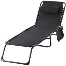 Vrtni ležalnik s žepom - črna - LEZ2777