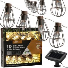 Chomik - Solarna vrtna girlanda 2+1,8 m Loft 10 LED topla bela - SOL3644
