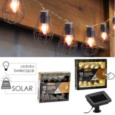 Chomik - Solarna vrtna girlanda 2+1,8 m Loft 10 LED topla bela - SOL3644