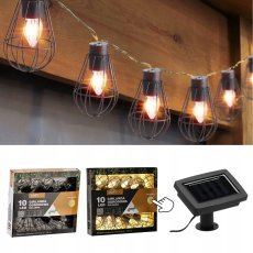 Chomik - Solarna vrtna girlanda 2+1,8 m Loft 10 LED topla bela - SOL3644