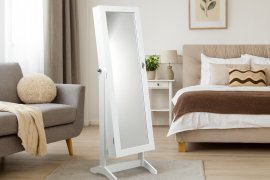 Omarica za nakit z ogledalom bela 