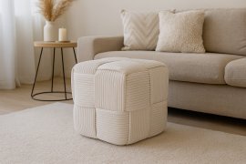 Taburet pletena kocka 40 x 40 x 40 cm bela *3852