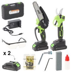 Komplet akumulatorska žaga za veje 15 cm 600 W 21 V + akumulatorske škarje 25 mm 600 W 21 V *6987