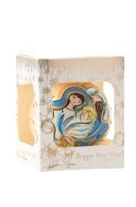 Steklena božična kroglica zlata 8 cm Sveta družina *6143