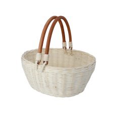 Ratanasta košara 26 x 21 x 12/24 cm z ročaji – bela *7275