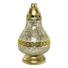 Stekleni svečnik vitraž KARAFA mali, zlata barva (pakiranje: 6 kosov * 1927)