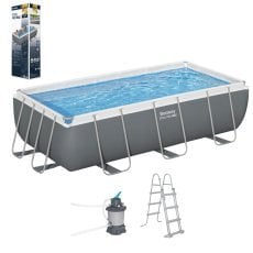 Bazen s kovinskim ogrodjem 4,04x2,01x1 m - BES56442