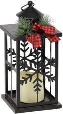 Božični lantern LED kovinski - črn – SOL0856