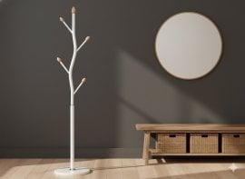 Stoječi obešalnik Bungund 170 cm - bel - LOF5394