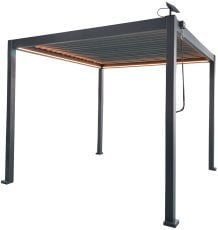 Vrtna pergola z LED osvetlitvijo 3x3x2,5 m - siva - GOL0555