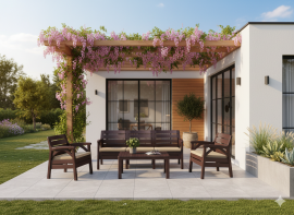 Komplet vrtnega pohištva Santana - rjav - KAS0867/1