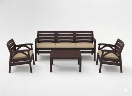 Komplet rjavega vrtnega pohištva 