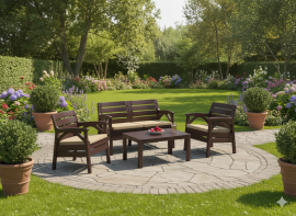 Komplet vrtnega pohištva Santana - rjav - KAS0868/1