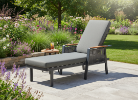 Vrtni ležalnik aluminijasti Skopje - siv - ALM8116