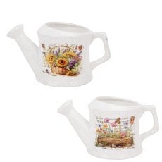 Ceramični okrasni lonček v obliki zalivalke bela - RUN5832