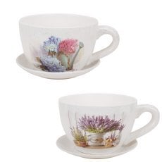 Ceramični lonček bela, različni vzorci - RUN5900