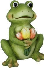 Vrtna figura – Žaba s tulipani, sedi - GOT7522