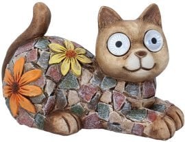Vrtna figurica - mačka s svetlečimi očmi LED - GOT7959