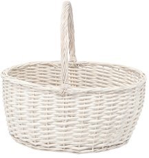 Pletena košara 47x37x21 cm z ročajem – bela - ILS9449