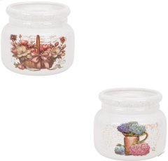 Ceramični okrasni lonček 20 cm - bel - RUN5863