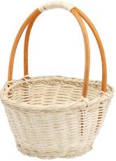 Ratanasta košara z ročajem 25 cm – bela - DRA4149
