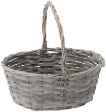 Rattanova košara z ročajem 33 cm – temno siva - DIR02_8260