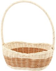 Ratanasta košara z ročajem 26 cm – bela z naravno barvo - DRA08_8871