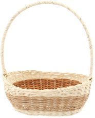 Ratanova košara z ročajem 30 cm – bela z naravnim - DRA08_8888