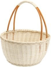 Ratanova košara z ročajem 28 cm – bela - DRA4132