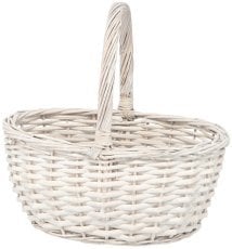 Pletena košara z ročajem 27 cm – bela - ILS9463