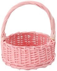 Ratanasta košara z ročajem 23 cm – roza - DIR04_8314