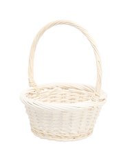 Ratanasta košara z ročajem 25 cm – bela - DIR6933