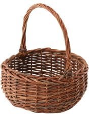 Pletena košara z ročajem 35 cm – svetlo rjava - ILS07_8536