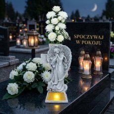 Figura Angel stoječi s križem LED - DED3891