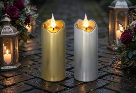 Svečnik LED 5 x 13 cm zlata / srebrna disp=12kos *5499