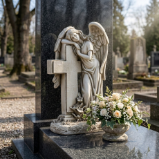 Figura Angel, stoječ s križem - DED0098