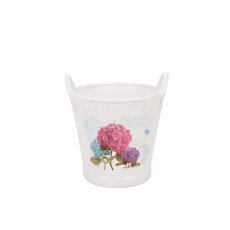 Ceramični okrasni lonec vedro 16 × 15,5 × 14,5 cm bel, različni vzorci *5825