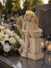 Figura Angel z posodo in venčkom LED - DED1727