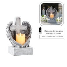 Figura križ s krili in LED svečo - DED1802