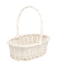 Košara iz ratana 29 x 21 x 11/27 cm z ročajem – bela *5235