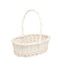 Košara iz ratana 23 × 16 × 9/22 cm z ročajem – bela *5242